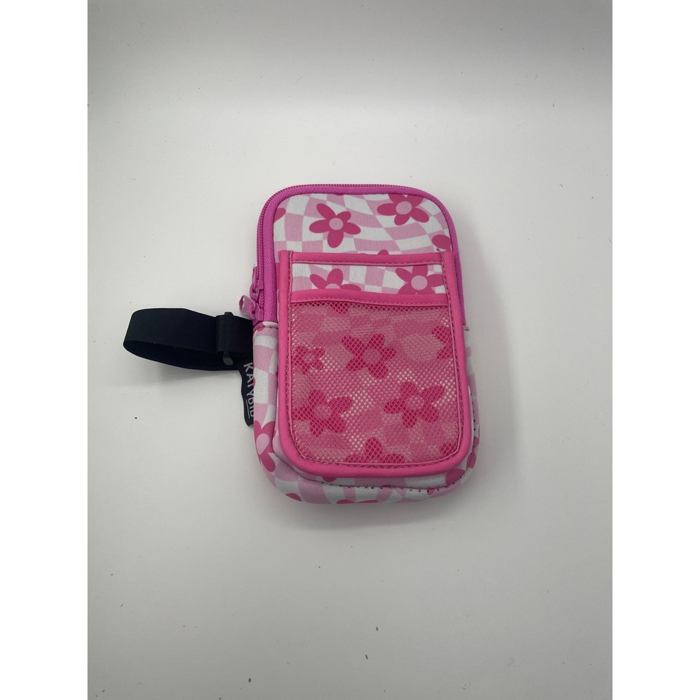 Katydid Pink Checkered Floral Running Armband Pouch Phone Holder Workout Bag